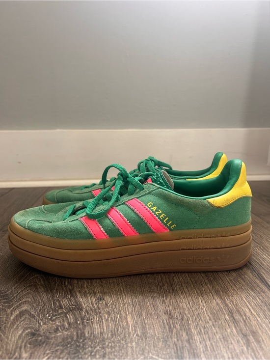 adidas Shoes - adidas Gazelle Platform Sneakers in Green, Pink & Yellow